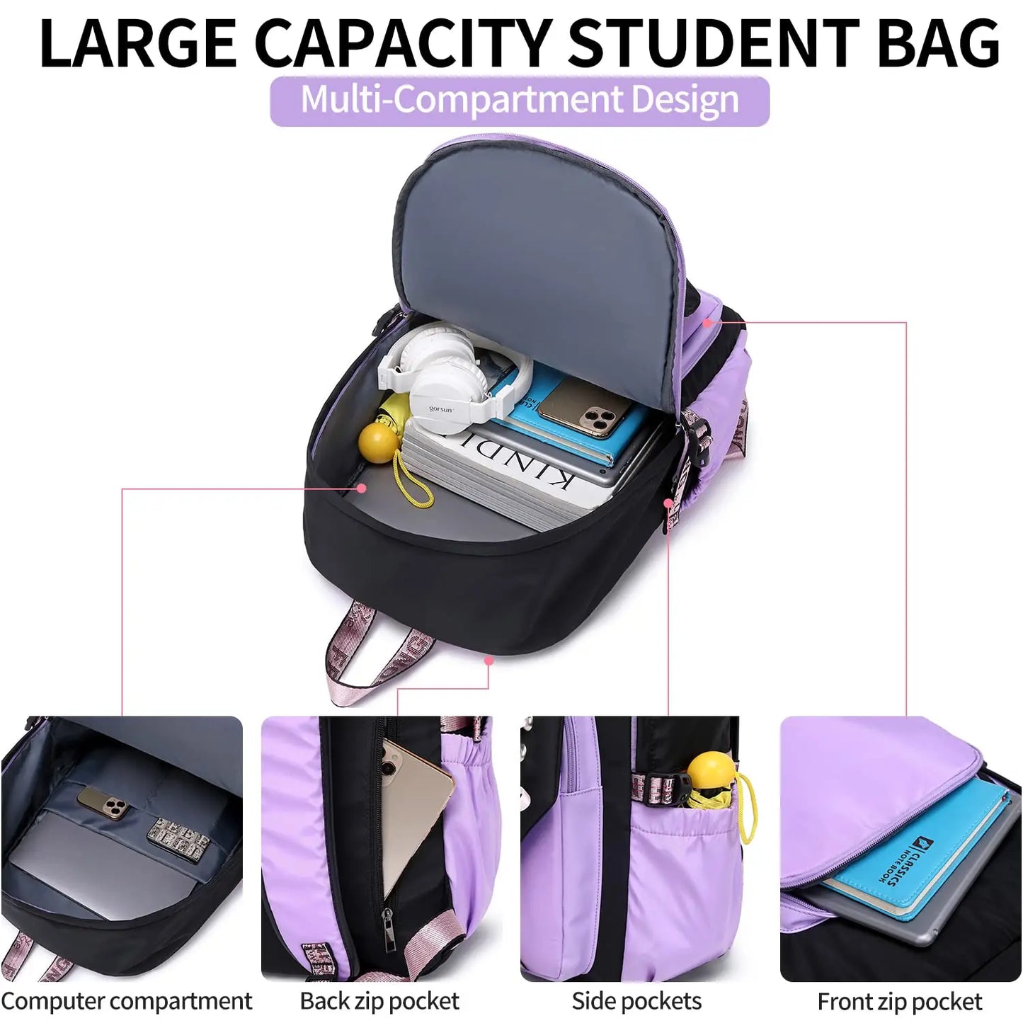 Teenage Girls Bookbag School Backpack Children Casual Daypack Schoolbag for Teens
