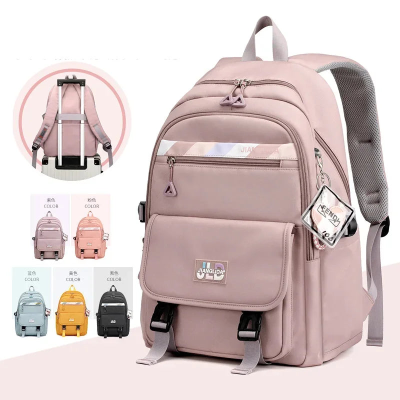 Teenagers Bags for Girls Junior High School Students Backpacks Women Kawaii Bag Kids Knapsack Solid Bookbag Lady Packsack