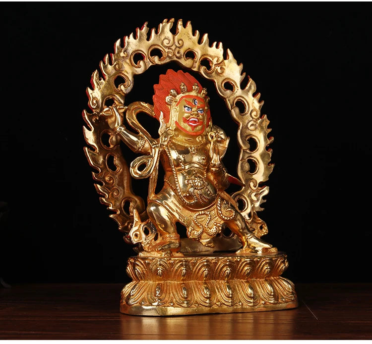 Temple 22cm large# GOOD Buddha # bless family home efficacious Protection Buddhist Vajrapani vajra Buddha gilding statue