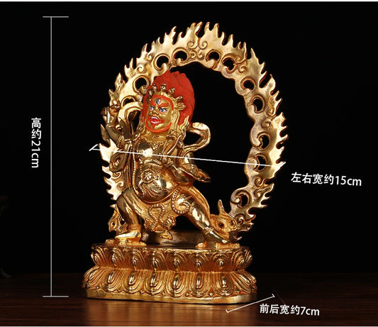 Temple 22cm large# GOOD Buddha # bless family home efficacious Protection Buddhist Vajrapani vajra Buddha gilding statue