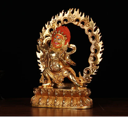 Temple 22cm large# GOOD Buddha # bless family home efficacious Protection Buddhist Vajrapani vajra Buddha gilding statue