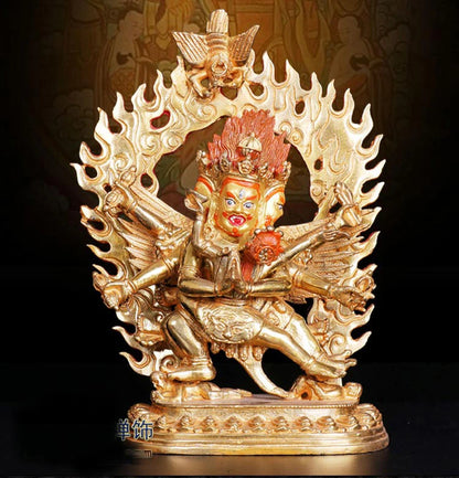 Temple 25cm large# GOOD Buddha # bless family home efficacious Protection Buddhist Ba Jin just vajra Buddha gilding statue