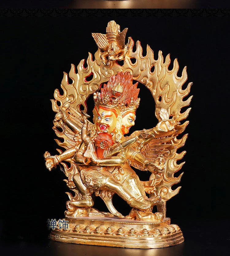 Temple 25cm large# GOOD Buddha # bless family home efficacious Protection Buddhist Ba Jin just vajra Buddha gilding statue