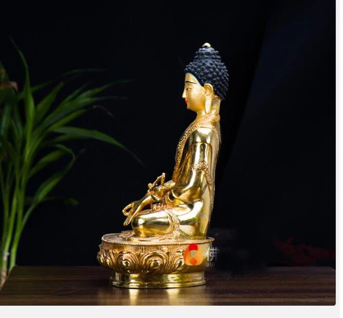 Temple 30CM large# GOOD Buddha # bless family home efficacious Protection Buddhist Pharmacist Buddha gilding Buddha statue
