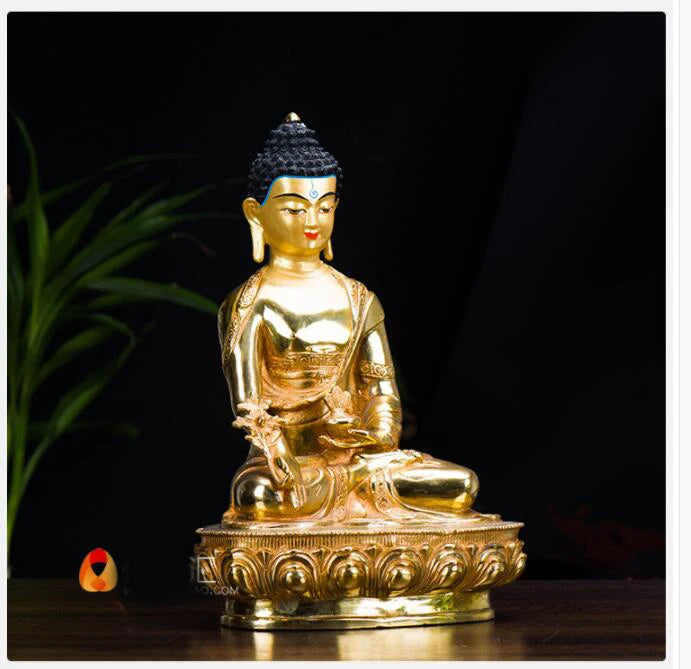 Temple 30CM large# GOOD Buddha # bless family home efficacious Protection Buddhist Pharmacist Buddha gilding Buddha statue