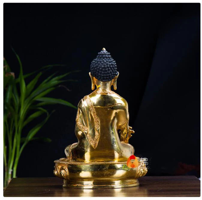 Temple 30CM large# GOOD Buddha # bless family home efficacious Protection Buddhist Pharmacist Buddha gilding Buddha statue