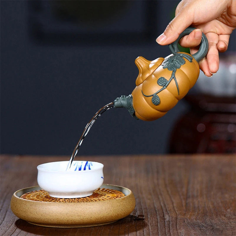 Tetera China Yixing de arcilla tetera creativa de de calabaza, filtro hecho a mano, Infusor de té, mineral crudo, Zisha, 180ml