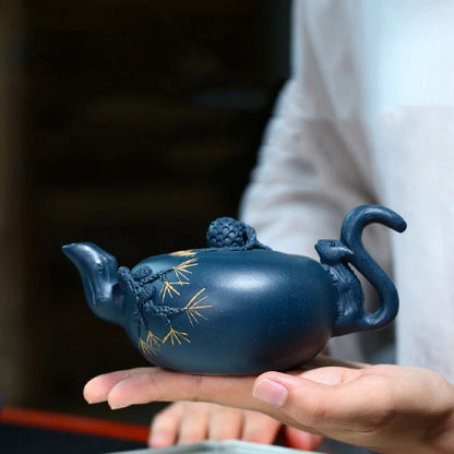 Tetera China de arcilla tetera de belleza, mineral crudo, barro Azure, té hecho a mano, Guanyin, regalos Ceremonia de té, 240ml