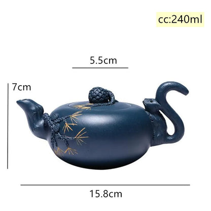 Tetera China de arcilla tetera de belleza, mineral crudo, barro Azure, té hecho a mano, Guanyin, regalos Ceremonia de té, 240ml