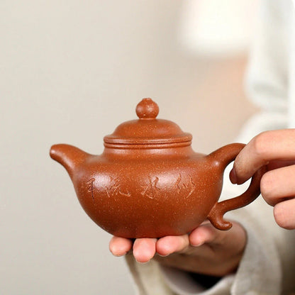 Tetera clásica de Yixing, hervidor de té filtro de grabado a mano, olla belleza china, auténtico mineral de té Zisha, 180ml