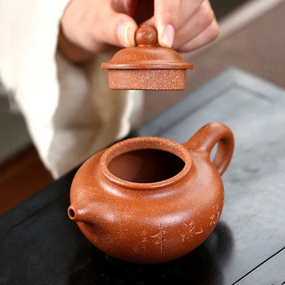 Tetera clásica de Yixing, hervidor de té filtro de grabado a mano, olla belleza china, auténtico mineral de té Zisha, 180ml