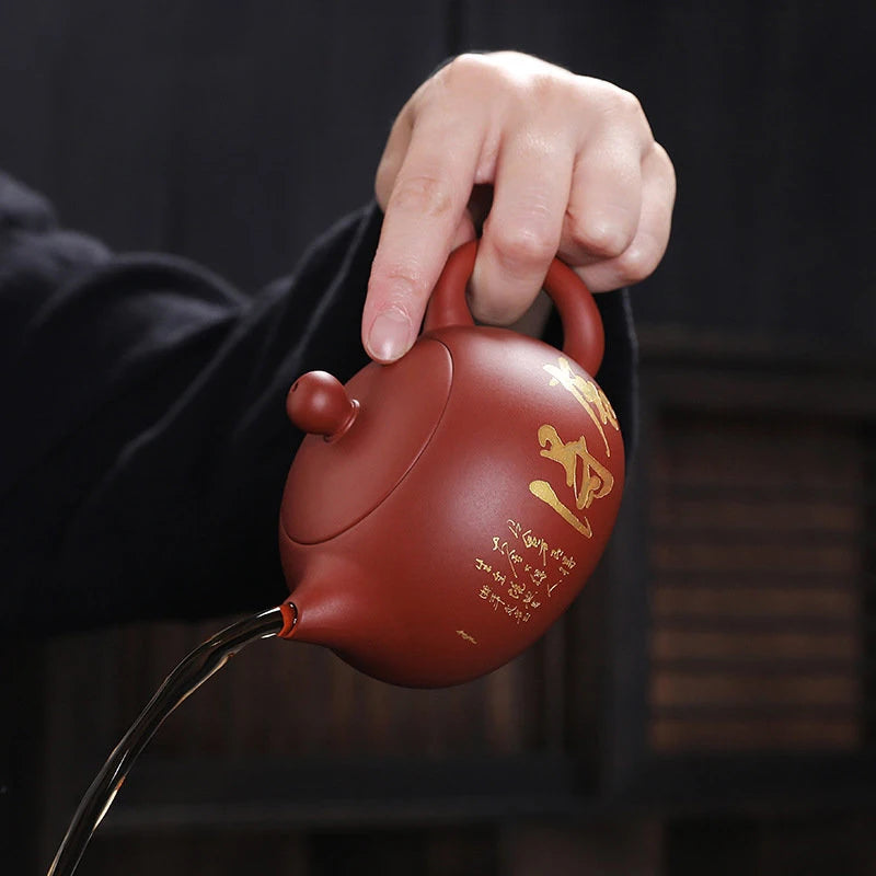 Tetera clásica de arcilla púrpura Yixing, de té con filtro de de bola de barro Zhu mano, belleza juegos de té Zisha, 180ml