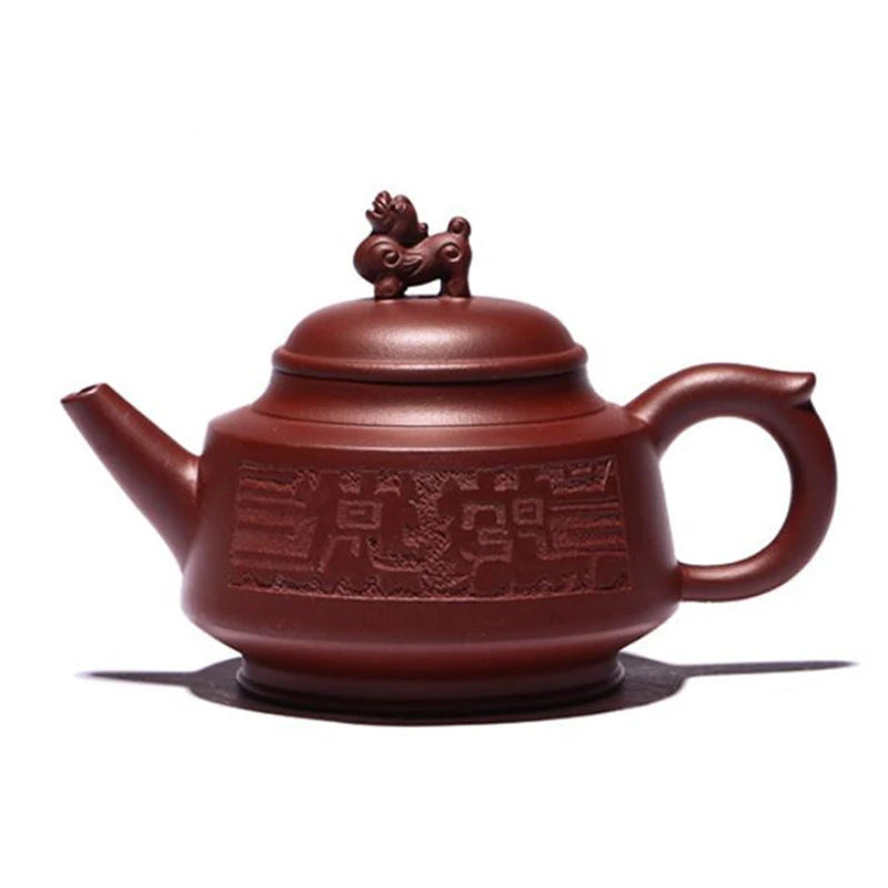Tetera de arcilla púrpura Yixing auténtica, tetera tallada a mano, Boutique, corbata Guanyin, de Ceremonia de té chino, 280ml