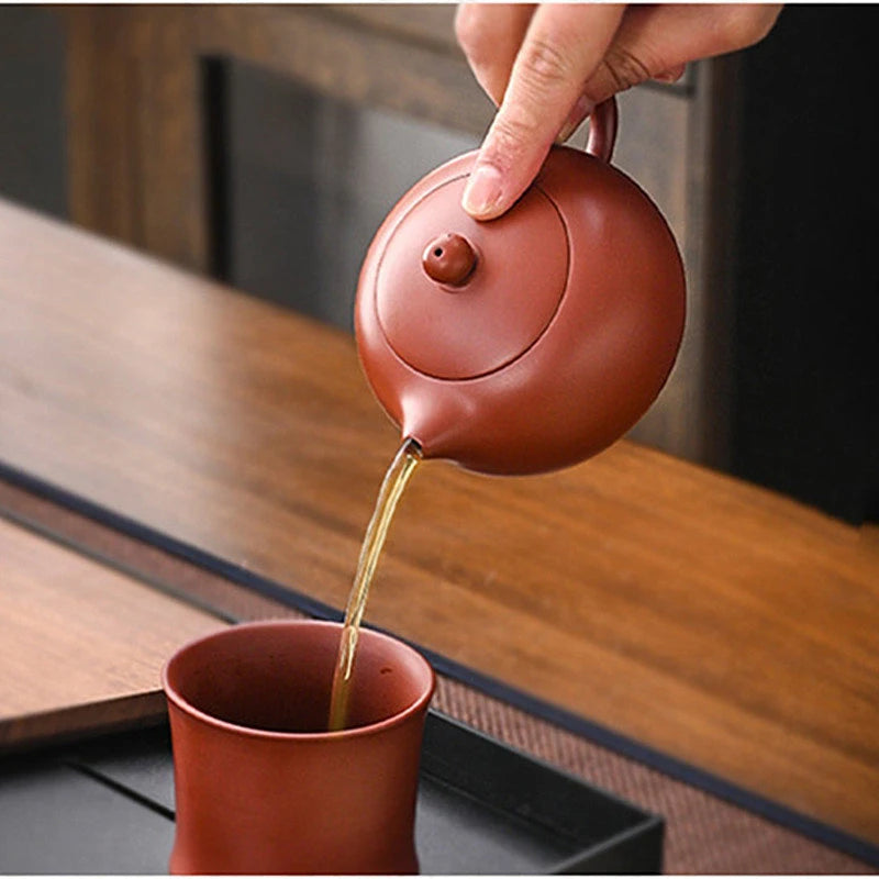 Tetera de arcilla púrpura Yixing hecha a mano, tetera de belleza Zhu Mud Xishi, filtro de bola Zisha, fabricante de té chino
