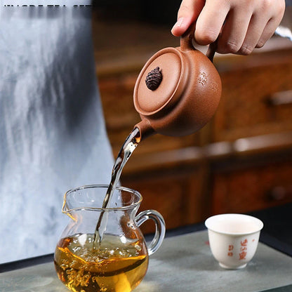 Tetera de arcilla púrpura, tetera belleza hecha a mano con filtro de agujero de bola, Infusor de té, Zisha mineral crudo, 130ml