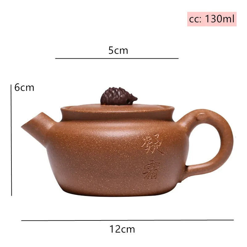 Tetera de arcilla púrpura, tetera belleza hecha a mano con filtro de agujero de bola, Infusor de té, Zisha mineral crudo, 130ml