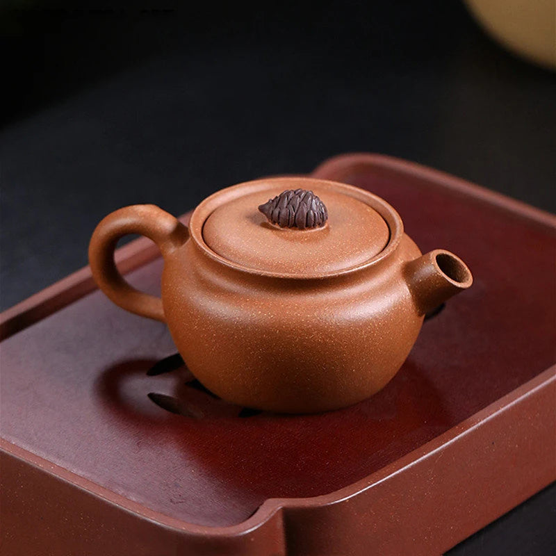 Tetera de arcilla púrpura, tetera belleza hecha a mano con filtro de agujero de bola, Infusor de té, Zisha mineral crudo, 130ml