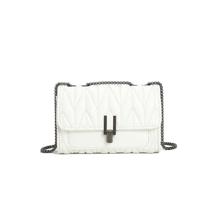 Textured Pleated Chain Bag for Women Summer New Temperament Hundred-lock Shoulder Bag Rhombus Lock Crossbody Bag