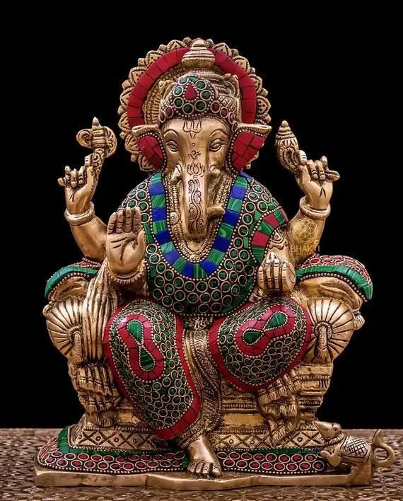 Thailand Buddha Statue Antique copper Elephant God Treasure Elephant Head Big Belly Double Role, India Shiva Statue Ornaments.