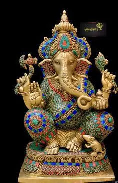 Thailand Buddha Statue Antique copper Elephant God Treasure Elephant Head Big Belly Double Role, India Shiva Statue Ornaments.