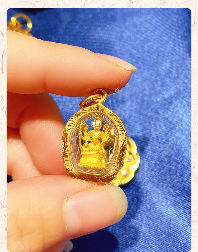 Thailand Temple Efficacious four-faced Buddha Pendant Amulet bless safety good luck Recruit wealth all-powerful talisman