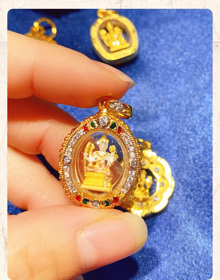 Thailand Temple Efficacious four-faced Buddha Pendant Amulet bless safety good luck Recruit wealth all-powerful talisman