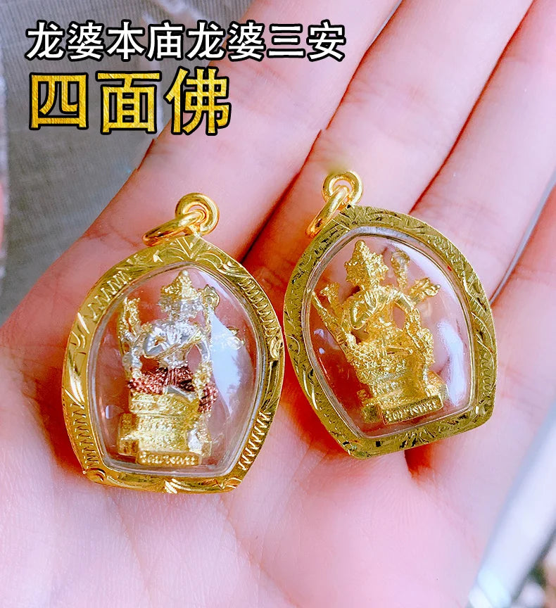 Thailand four-faced Buddha God figure Amulet bring fortune GOOD LUCK health safe Effective protection Buddha card Pendant