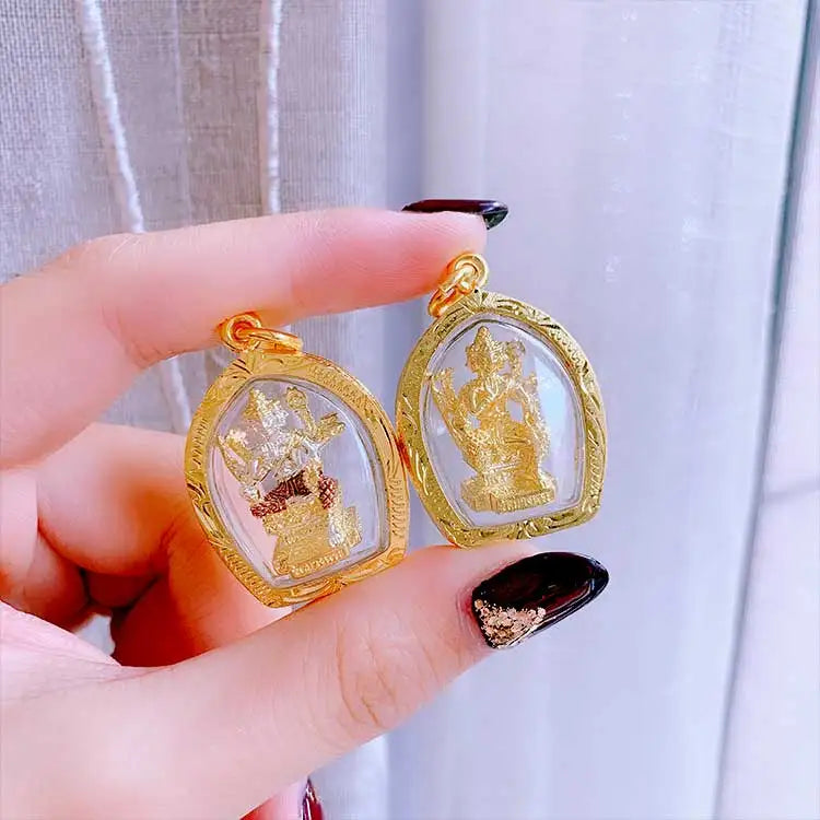 Thailand four-faced Buddha God figure Amulet bring fortune GOOD LUCK health safe Effective protection Buddha card Pendant