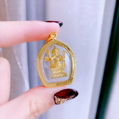 Thailand four-faced Buddha God figure Amulet bring fortune GOOD LUCK health safe Effective protection Buddha card Pendant