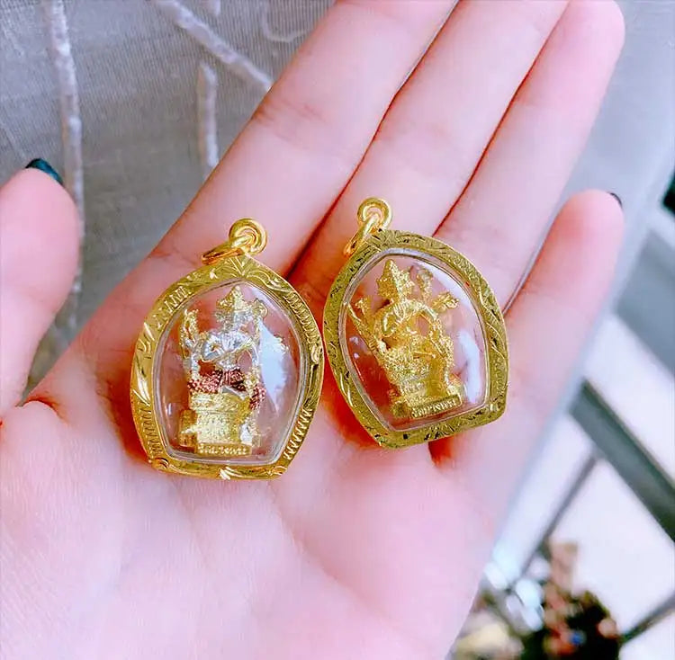 Thailand four-faced Buddha God figure Amulet bring fortune GOOD LUCK health safe Effective protection Buddha card Pendant