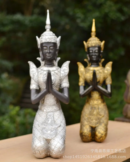 Thailand kneeling handmaid ornaments carved etiquette welcome home decoration crafts porch decoration opening wedding gifts
