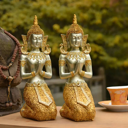 Thailand kneeling handmaid ornaments carved etiquette welcome home decoration crafts porch decoration opening wedding gifts