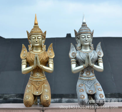 Thailand kneeling handmaid ornaments carved etiquette welcome home decoration crafts porch decoration opening wedding gifts