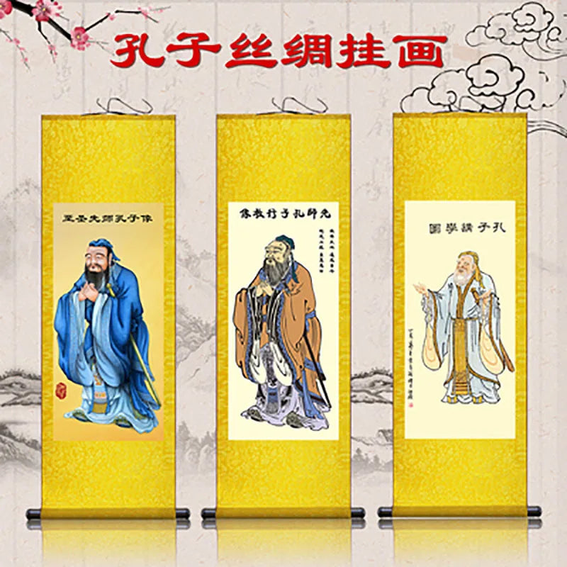 The Confucianists Figurepainting Confucius Inspirational Study Painting Wall Art Hanging Scroll Living Room Corridor Decoration