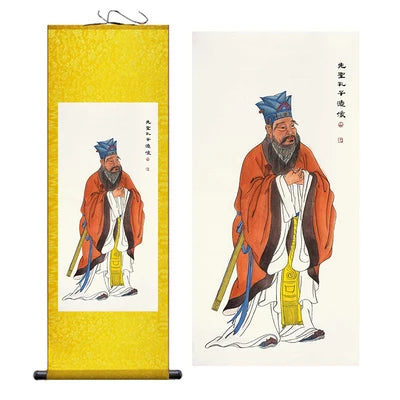 The Confucianists Figurepainting Confucius Inspirational Study Painting Wall Art Hanging Scroll Living Room Corridor Decoration