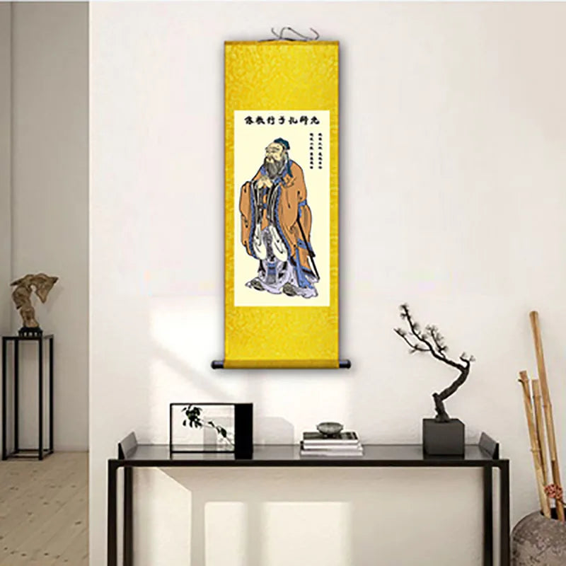 The Confucianists Figurepainting Confucius Inspirational Study Painting Wall Art Hanging Scroll Living Room Corridor Decoration