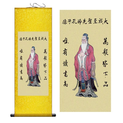 The Confucianists Figurepainting Confucius Inspirational Study Painting Wall Art Hanging Scroll Living Room Corridor Decoration