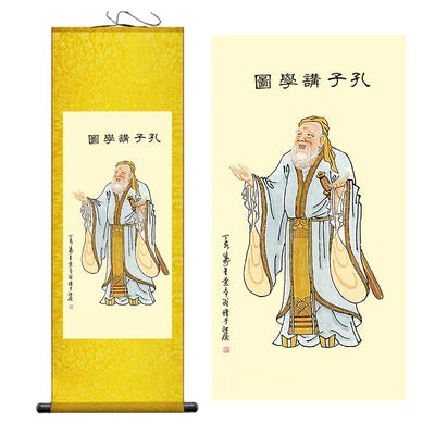 The Confucianists Figurepainting Confucius Inspirational Study Painting Wall Art Hanging Scroll Living Room Corridor Decoration
