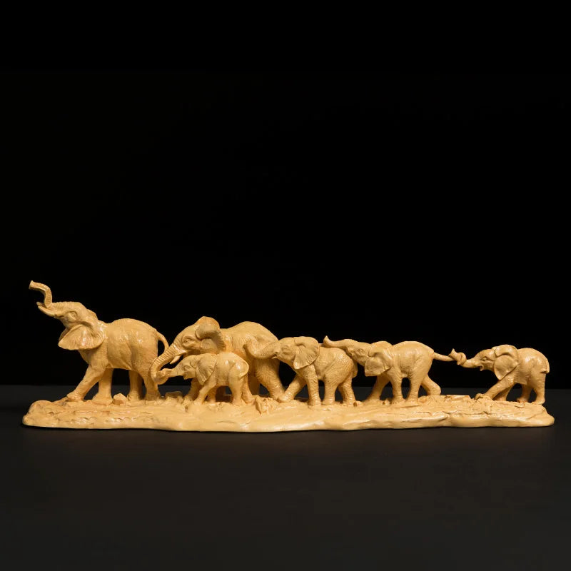 The Journey of The Elephant Solid Wood Feng Shui  Crafts Lucky Wood Carving Nordic Decoration Home African Decoration Home