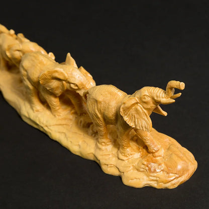 The Journey of The Elephant Solid Wood Feng Shui  Crafts Lucky Wood Carving Nordic Decoration Home African Decoration Home