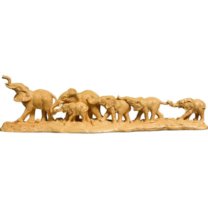 The Journey of The Elephant Solid Wood Feng Shui  Crafts Lucky Wood Carving Nordic Decoration Home African Decoration Home