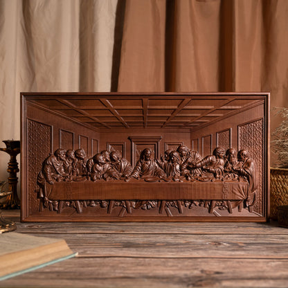The Last Supper Mural Jesus Christ Home Decoration Wooden Plaque Wood Carving Wall Decoration Da Vinci Famous Painting 50cm