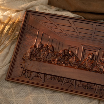 The Last Supper Mural Jesus Christ Home Decoration Wooden Plaque Wood Carving Wall Decoration Da Vinci Famous Painting 50cm