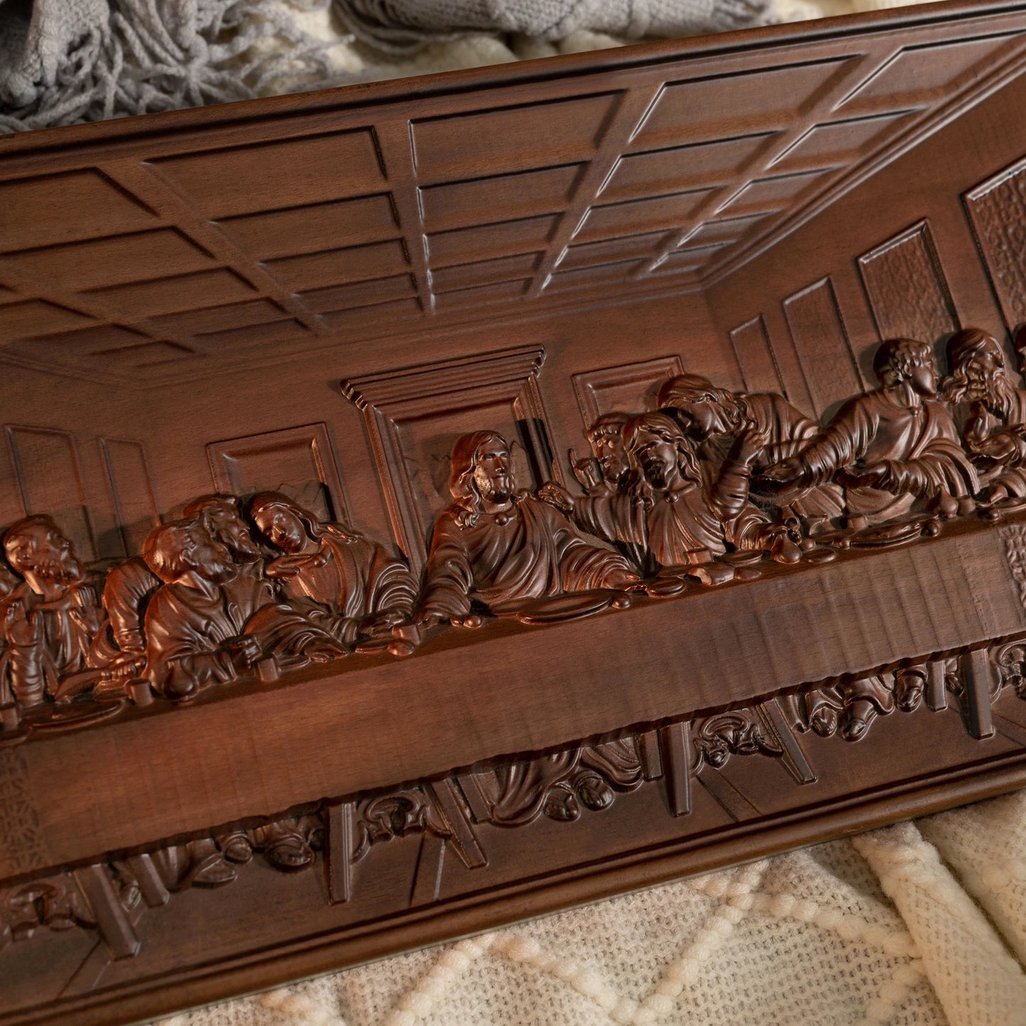 The Last Supper Mural Jesus Christ Home Decoration Wooden Plaque Wood Carving Wall Decoration Da Vinci Famous Painting 50cm