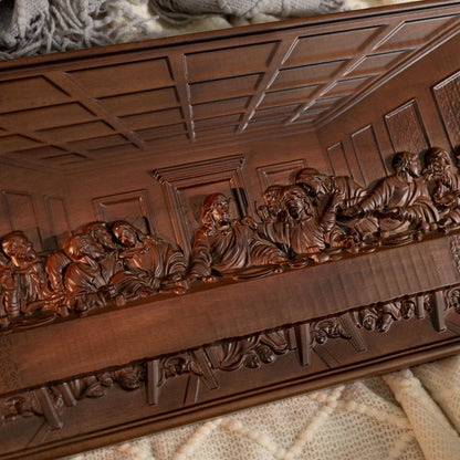 The Last Supper Mural Jesus Christ Home Decoration Wooden Plaque Wood Carving Wall Decoration Da Vinci Famous Painting 50cm