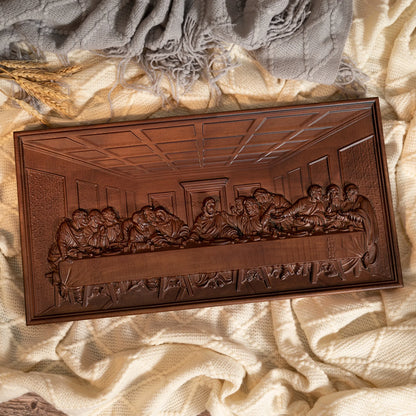 The Last Supper Mural Jesus Christ Home Decoration Wooden Plaque Wood Carving Wall Decoration Da Vinci Famous Painting 50cm