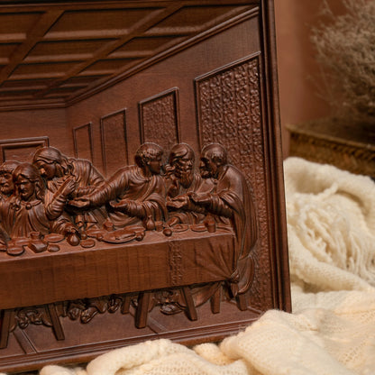 The Last Supper Mural Jesus Christ Home Decoration Wooden Plaque Wood Carving Wall Decoration Da Vinci Famous Painting 50cm