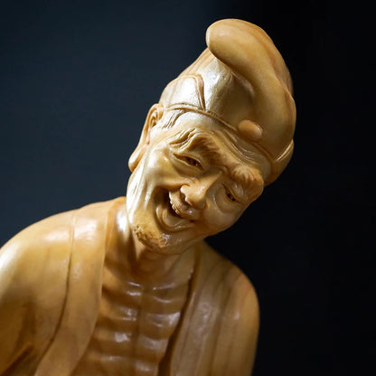 The Legend of Crazy Monk Wood Buddha Prosperity Status Ji Gong Chinese Religion Feng Shui Home Decoration Solid Wood Carving
