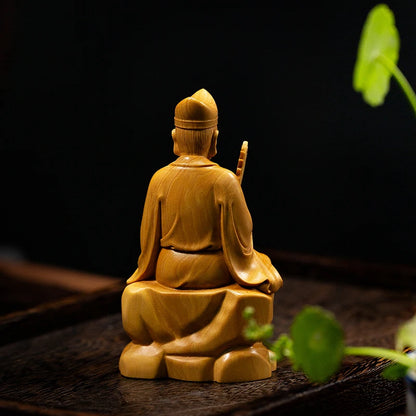 The Legend of Crazy Monk Wood Buddha Prosperity Status Sitting Ji Gong Chinese Religion Feng Shui Home Decoration Wood Carving