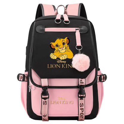 The Lion King Boys Girls Kids School Book Bags Women USB Bagpack Teenagers Canvas Laptop Travel Student Backpack